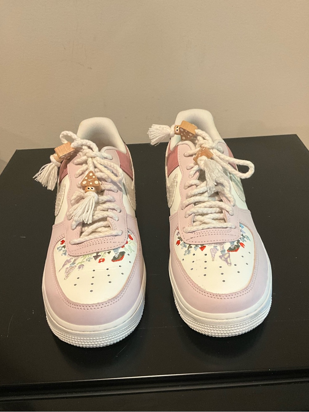 Nike Air Pink and White Low-Top Sneakers with Tassel Laces Size 9